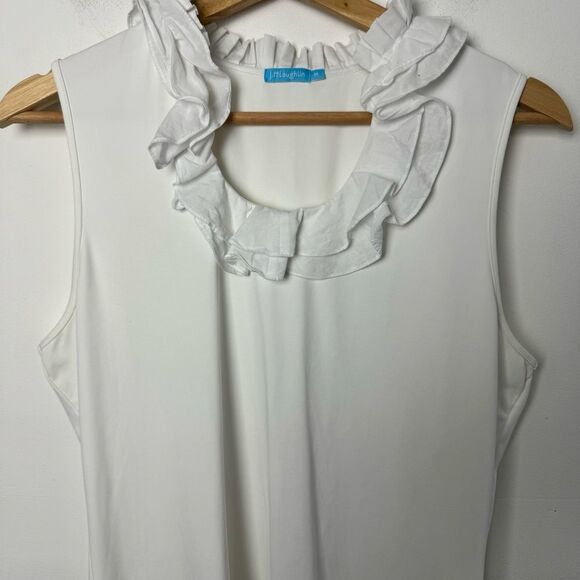 J. McLaughlin Durham White Ruffle Neck Tank Top Sleeveless Blouse Size medium - Picture 4 of 11